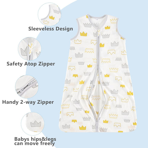 TILLYOU 2 Pack Sleep Sack 0-6 Months - 0.5 TOG Baby Wearable Blanket with 2-Way Zipper, Extra Soft Cotton, Gray