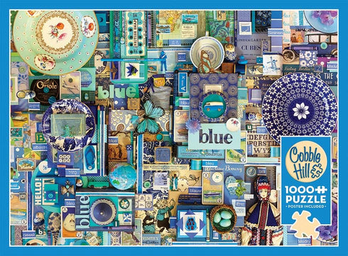 Cobble Hill 1000 Piece Puzzle - Rainbow Collection: Blue with Sample Poster Included