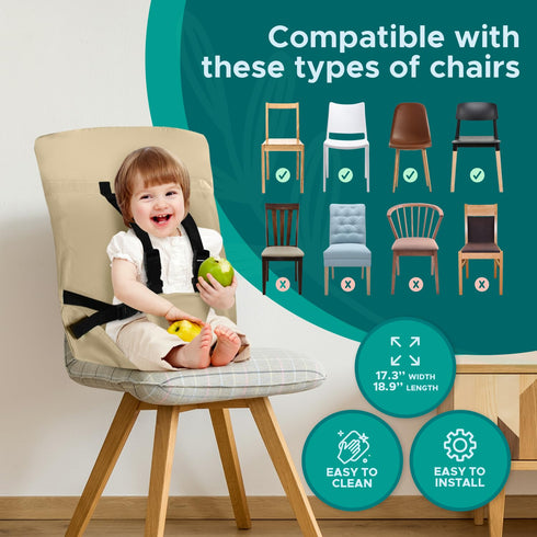 Portable High Chair by Baby Pick- Foldable High Chair for Travel with Adjustable Shoulder Straps- Compact Harness Seat