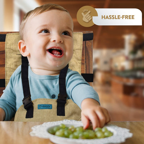 VEVOZA Baby Portable High Chair for Travel | Essential Travel Highchair | Baby Chair Harness