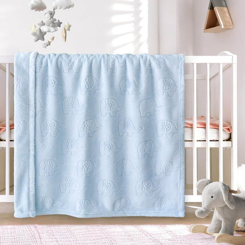 3D Cozy (30x40 Inches, BORITAR Fleece Baby Blanket with Elephant Design for Boys Girls, Ultra Soft Receiving Blanket