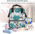 FHEDVBN Backpack Mummy Backpacks Daypack Teal Grey and White Floral Diaper Bag for Women Multifunction Waterproof
