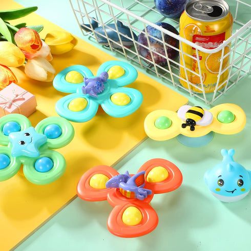 9 3 Leitee Pcs Suction Cup Toys Bath Toys Sensory Strong Suction Cup Toys Spinner Dimple Toy Birthday Gifts for Early