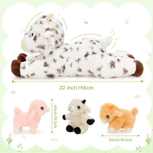 Sets, 22 Inch Mommy 3 Tummy,Soft 4Pcs Tezituor Large Lamb Stuffed Animal Toys Spot Lamb Plush with Cute Babies