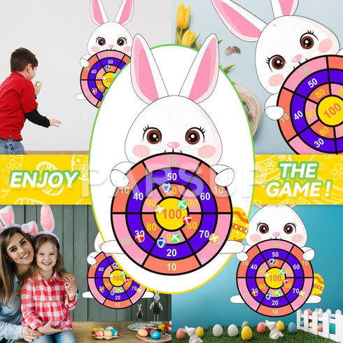 Easter Dart Board Game, Cute Bunny Party Board Game with 12 Stick Velcro Balls for Kids Ages 4-8