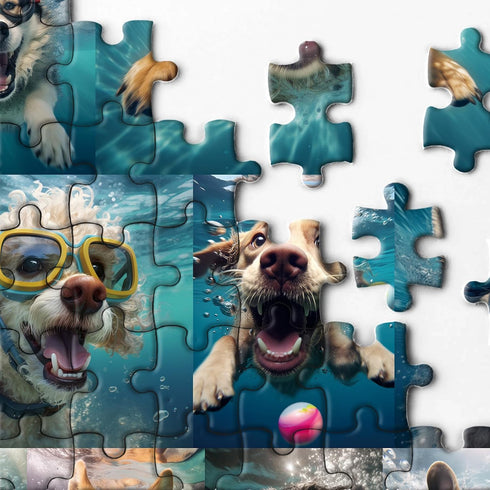 1000 Piece Dog Jigsaw Puzzle for Adults, Funny Silly Puppy Animal Puzzle with Underwater Dogs
