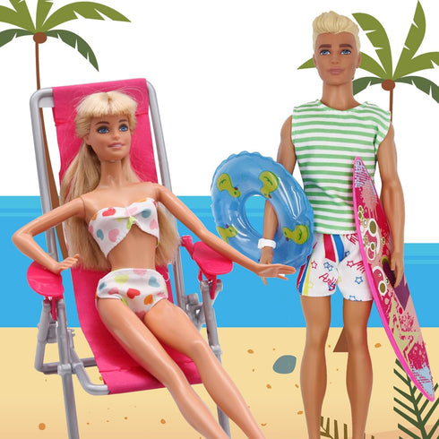 42Pcs Doll Clothes and Swimming Accessories for 12 inch Boy and Girl Dolls, Includes Bikini Swim Suit, Swim Trunks,