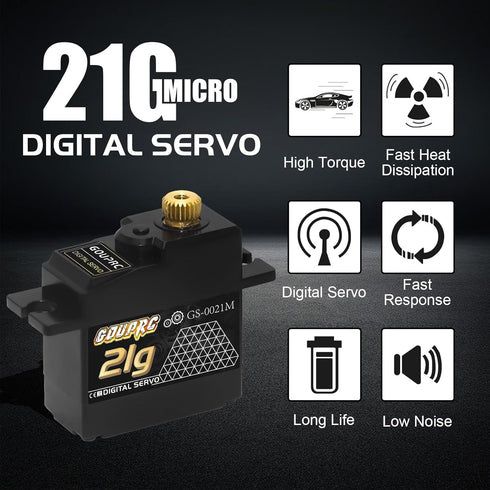 21G 25T 1/14 1/16 (2PCS) GOUPRC Micro Mini Digital Servo of Metal Gears with Servo Horn for RC Crawler Car Upgrade