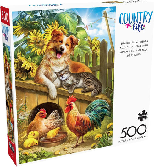Buffalo Games - Nadia Strelkina - 500 Piece Jigsaw Puzzle for Adults - Summer Farm Friends - Perfect for Game Nights