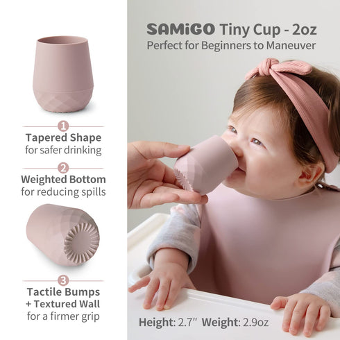 Set, 6+ SAMiGO Silicone Baby Feeding Baby Led Weaning Supplies, Suction Bowl Plate Bib Cup Self Feeding Spoons, Solid