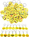 64 Pack Mini Emoticon Keychain Plush (16 expressions), Cute Keychains for Kids, Party Favors, Valentine's Day Gifts