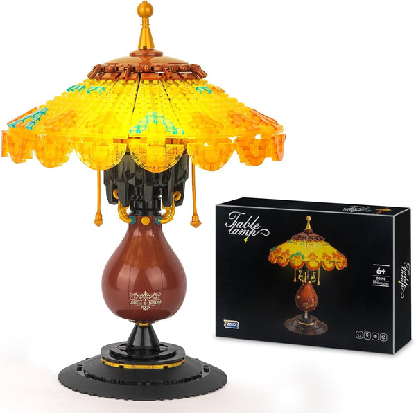 Ideas Table Lamp Mini Building Block Set, Creative Retro-Style Model for Home Décor