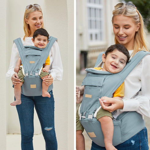 SNOOZYNEST 6-in-1 7-33 Baby Carrier Newborn to Toddler with Hip Seat, Soft Ergonomic All Positions Infant Carrier Ib
