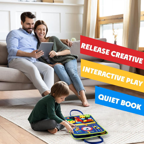 Guolely Montessori Busy Board Toy for 1-4 Year Olds - Sensory Activity Board for Fine Motor Skills, Travel Gift for Kids
