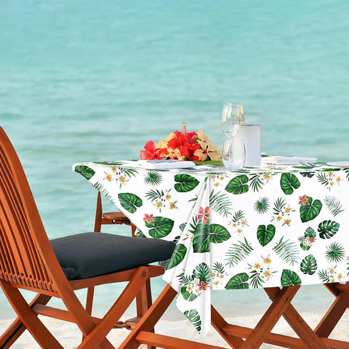 3 Pack Hawaiian Luau Tablecloths for Party Decoration, Aloha Tropical Palm Leaves Table Covers