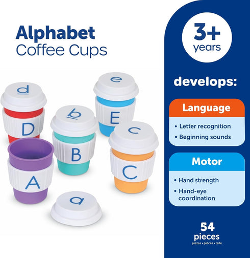 Learning Resources Alphabet Coffee Cups - ABC Toys, Phonics Practice, Reading Readiness, Language Development, Letter