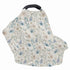 Biyejit Blue Floral Print Car Seat Cover for Babies, Mom Nursing Covers Breastfeeding Scarf, Multi Use Infant Carseat