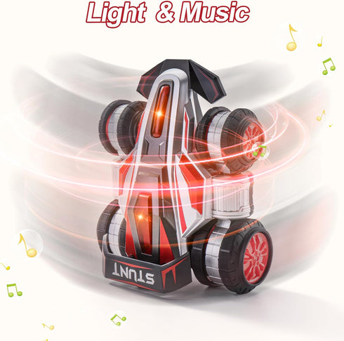 RC Cars - 2.4 GHz Fast Stunt RC Car, 4WD 360° Rotating Trucks with Lights & Music, Off Road Toy for Kids
