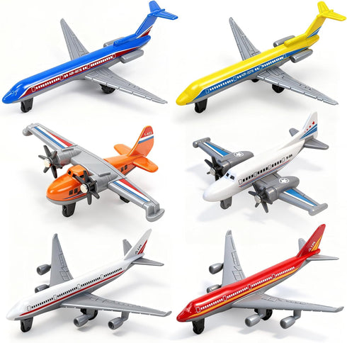 Toy Airplane 6 Pack, Diecast Airplane Toy for Boys Age 3 4-7