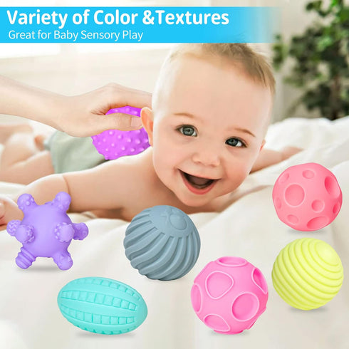 12 Pack Sensory Balls for Toddlers 1-3, Sensory Toys for Babies 6-12 Months, Kids Textured Multi Ball Set for Sensory Exploration, Massage Soft Sensory Squeeze Toys for Toddler Boys Girls by Ynanimery