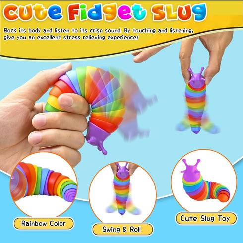 3 4 5-7, Sensory Toys for Autistic Kids, Autism Squishy Fidget Toys Slug Quiet Fidgets Classroom Calm Down Travel
