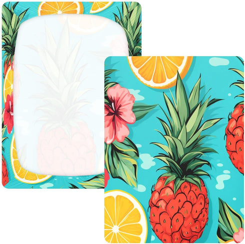 Bseiialft 52 28 Pineapple Fruit Teal Crib Sheets for Boys Girls Soft and Breathable Cotton Baby Sheets for Standard
