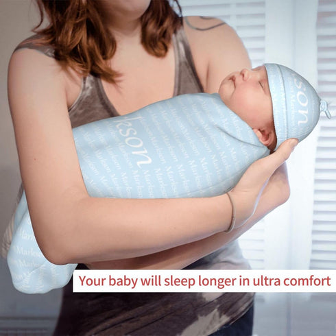 Generic Set Personalized Baby Swaddle Blanket with Name, Custom Nursery Blankets, Customized Infant Gifts, Newborn