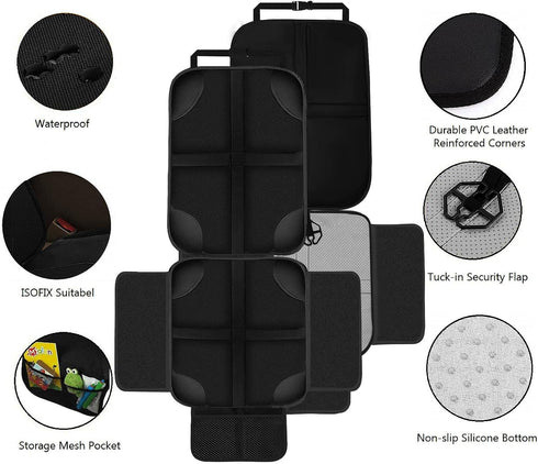 2 Pack Car Seat Protector for Kids with Non-Slip Function and Seat Side Wings Made of Anti-Stain and Water Proof
