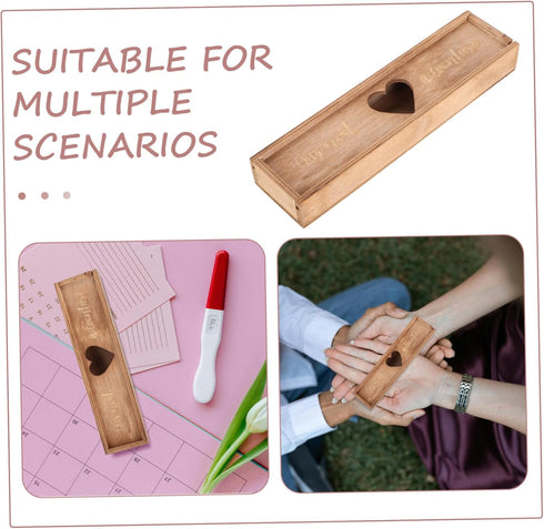Pregnancy Test Keepsake Box Lid Decorative Wooden Announcement Case for Reveal Multifunctional Storage for Precious