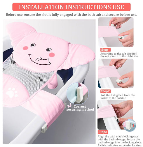AIR&TREE Baby Bath Seat Support Net, Quick Drying, Adjustable, Comfortable, Non-Slip, Infant Bathtub Sling Shower Mesh