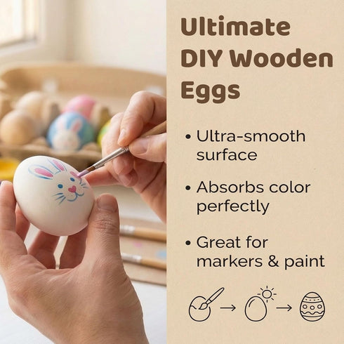 15 SallyFashion PCS Fake Easter Eggs, Wooden Play Kitchen Egg Toys for Kids Dying Painting Egg Hunts Basket