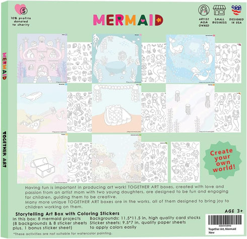 Set 4-10 Together Art Mermaid Color Your Own Storytelling Sticker Kit Coloring Your Own Stickers & DIY Storytelling