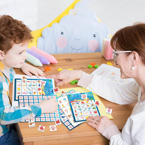 Liliful Ocean Animal Bingo Game Cards - 24 Sea Bingo Cards for Under The Sea Party