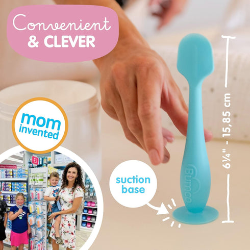 Bumco Baby Bum Brush - BPA-Free Diaper Cream Spatula with Suction Cup Base, Soft & Flexible Silicone, Wipe-Clean