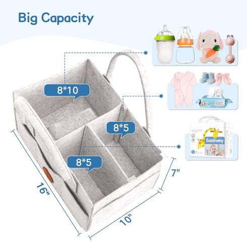 Maliton Diaper Caddy Organizer, Felt Diaper Organizer for Car with Handle, 16" x 10" x 7" for Baby Stuff