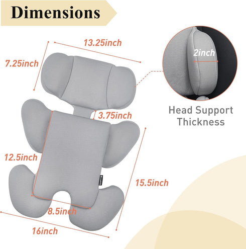 Innokids Infant Car Seat Insert, Baby Head Body Supports for Newborn, Soft and Padded, Detachable Head and Side Support
