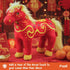 Set 2026 Set 100% 0-24 FoxE Year of the Horse Gift Born in - Bib, Beanie & Plush Toy Gift - with Chinese New Year Red