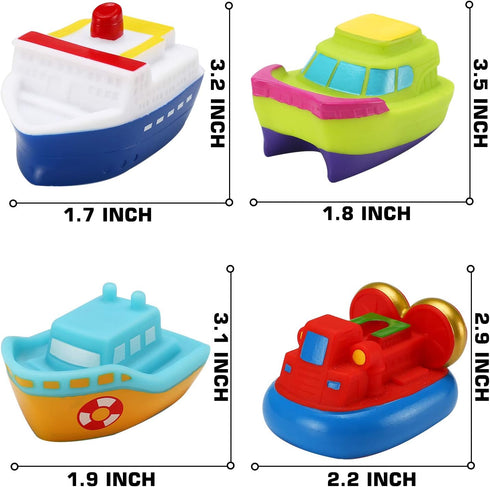 6 Pack Bath Toys Light Up Boat Floating Rubber Set, Color Changing Flashing Light for Baby Infant Toddler Kid