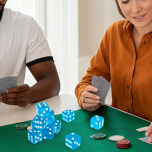 12 19 mm D6 6 Pcs Casino Dice Acrylic Light Blue Translucent Dice Sided with Square w/Rounded Edge for Casino Craps