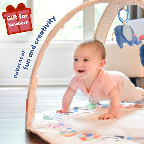 Tummy 6 ABC123 Baby Play Gym & Activity Mat with Light-up Musical Arch, Washable Time Mat with Detachable Sensory Toys