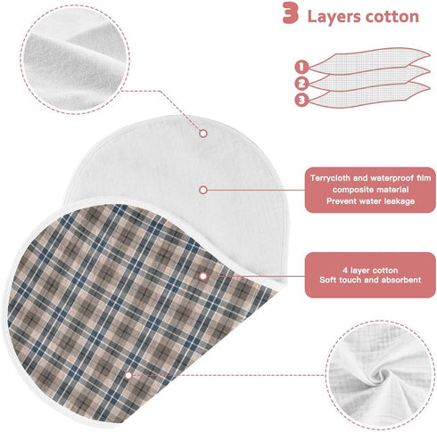 CHUROUSY Set 2 22 11 Inch Brown Plaid Checkered Baby Muslin Burp Cloths of Geometric Gingham Muslin Washcloths Rustic