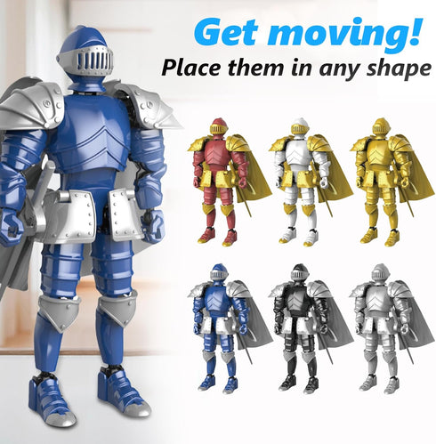 (6 Packs) Knight Action Figures, Medieval Action Figures,Knight Armor Action Figure,Multi-Jointed Movable Robot