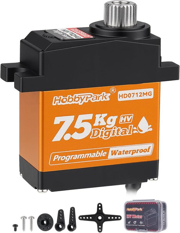HobbyPark Waterproof 7.5kg High Torque RC Micro Servo Metal Gear Digital Arduino