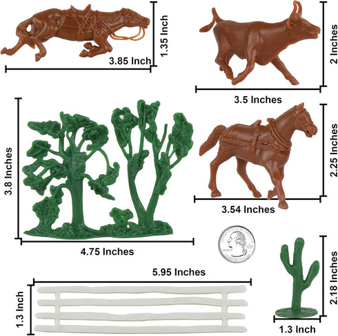 BMC CTS Rustic Western Ranch - 15pc Plastic Figure Playset Diorama Accessories