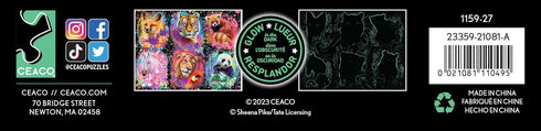 Ceaco Glow in The Dark Glowrious Animals, 750 Piece Jigsaw Puzzle