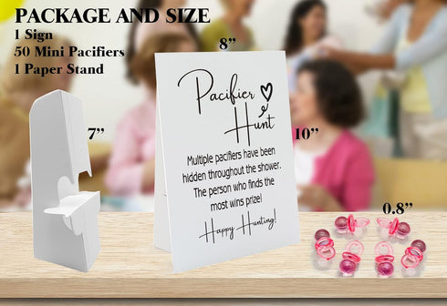 GNATV 810 50 BPH02 Baby Pacifier Hunt Baby Shower Games, Gender Reveal Game, Sign and Mini Acrylic Pacifier, Favorite