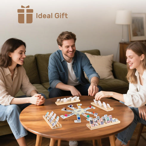 Set 4 12 Set 4 91 12 Set Mexican Train Dominoes with Wooden Trays/Racks, Double Dominos Travel with Domino Tiles