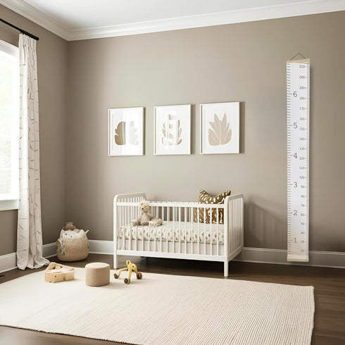 Growth Chart for Wall | Kids Height Chart Canvas Ruler with Wooden Storage Box | Waterproof Measuring Chart | Nursery