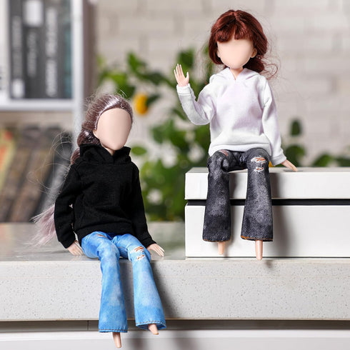 Bencailor 8 Pieces Doll Clothes 11.5 Inch Girl Doll Accessories Cotton Elf Sweaters Denim Pant Regular Outfit Doll Clothing (Hoodie)