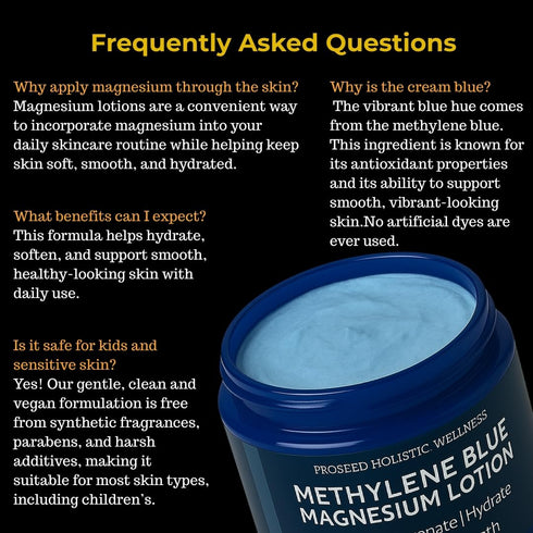 2 oz ProSeed Magnesium Lotion with Methylene Blue Hydrating Face & Body Moisturizer with Yarrow, Turmeric, Chamomile